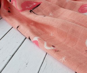 Муслиновая пеленка Розовый фламинго (бамбук-хлопок)