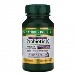 Nature&amp;#x27 - s Bounty, Ultra Strength Probiotic 10, 20 Billion Live Cultures, 60 Capsules