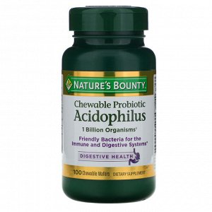 Nature&#x27 - s Bounty, Chewable Probiotic Acidophilus, Natural Strawberry Flavor, 100 Chewable Wafers