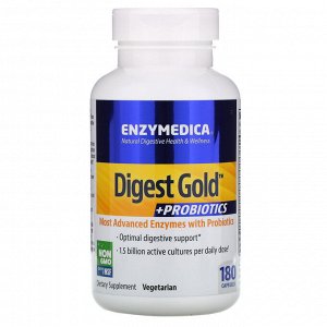 Enzymedica, Digest Gold + пробиотики, 180 капсул