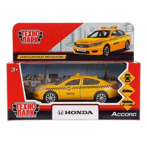 ACCORD-T Машина металл "HONDA ACCORD ТАКСИ", длина 12см, открыв. двери, инерц. в кор. Технопарк в кор.2*36шт