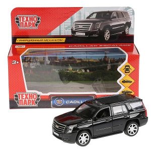 ESCALADE-BK Машина металл "CADILLAC ESCALADE" 12см, открыв. двери, инерц, черный в кор. Технопарк в кор.2*36шт