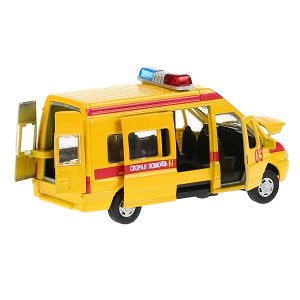 SB-13-02-A-WB Машина металл FORD Transit реанимация 13см, свет+звук, инерц. в кор. Технопарк в кор.2*24шт