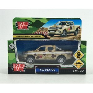 HILUX-12MIL-BN Машина металл TOYOTA hilux камуфляж 12см, открыв.двери, инерц.песочный в кор. Технопарк в кор.2*36шт