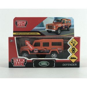 DEFENDER-12SLSRT-OG Машина металл свет-звук land rover defender спорт 12см,инерц.,оранжевый в кор. Технопарк в кор2*36шт