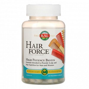 KAL, Сила волос, высокоэффективный биотин, 60 вегетарианских капсул