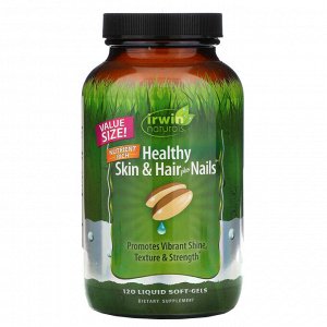 Irwin Naturals, Healthy Skin &amp;amp -  Hair Plus Nails, 120 мягких желатиновых капсул с жидкостью