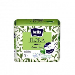 Прокладки женские гигиенические bella FLORA Green tea с экстрактом зеленого чая 10 шт.