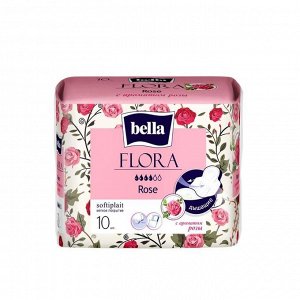 Прокладки женские гигиенические bella FLORA Rose "bella" с ароматом розы 10 шт.