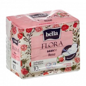 Прокладки женские гигиенические bella FLORA Rose "bella" с ароматом розы 10 шт.