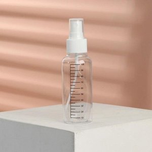 Бутылочка для хранения с распылителем, с разметкой, 100 мл, цвет белый