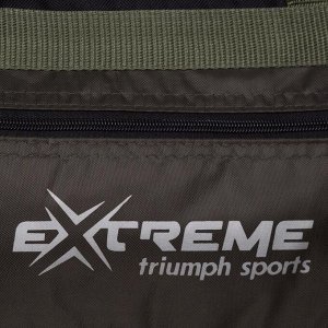 Сумка спортивная, отдел на молнии, 3 наружных кармана, длинный ремень, цвет чёрный/зелёный