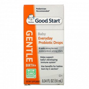 Gerber, Good Start, Gentle, детские ежедневные пробиотические капли, для младенцев с рождения, 10 мл (0,34 жидк. унции)