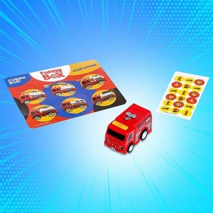 Игрушка - сюрприз Funny Box «Пожарная техника»: карточка, фигурка, лист наклеек