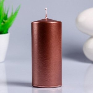 Свеча - цилиндр парафиновая, лакированная, нежно розовый металлик, 5,6?12 см