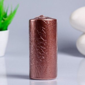 Свеча - цилиндр парафиновая, лакированная, нежно розовый металлик, 5,6?12 см