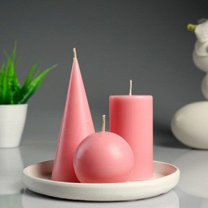 Набор свечей "Геометрия" розовый, на подставке, 3 шт