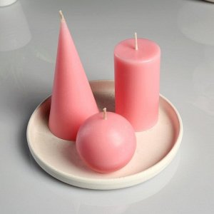 Набор свечей "Геометрия" розовый, на подставке, 3 шт