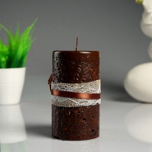 Свеча- цилиндр "Ароматы Востока" коричневая, с декором, 6?10 см
