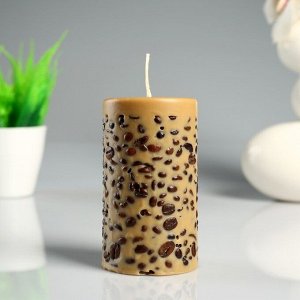 Свеча- цилиндр "Espresso" коричневая, с зернами кофе, 6?10 см