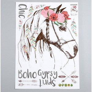 Наклейка пластик интерьерная "Лошадь Бохо-шик" 50х70 см