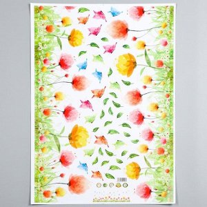 Наклейка пластик интерьерная "Акварельные цветы" 50х70 см