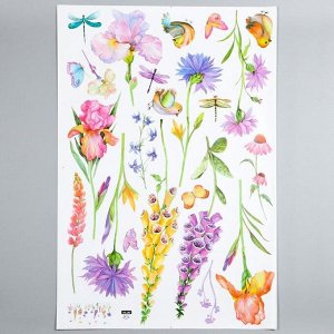 Наклейка пластик интерьерная "Птицы и цветы. Акварель" 60х90 см