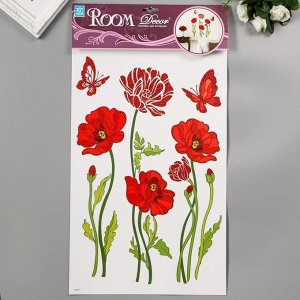 Декоративная наклейки Room Decor "Красный маки" 32х50.5 см