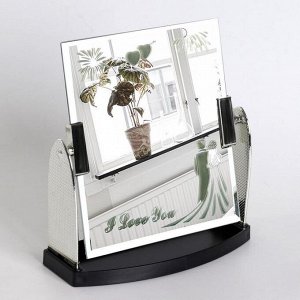 Зеркало настольное, зеркальная поверхность 15 - 17,5 см, цвет серебряный