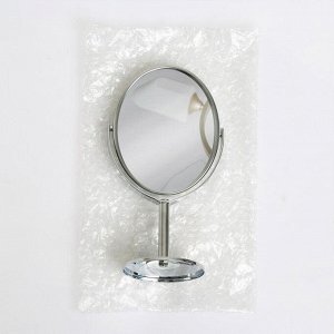Зеркало на ножке, двустороннее, с увеличением, зеркальная поверхность 8 - 9,5 см, цвет серебряный