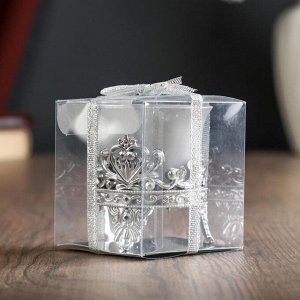 Подсвечник пластик, стекло "Цветок лотоса" серебро МИКС 6,5х6х6 см