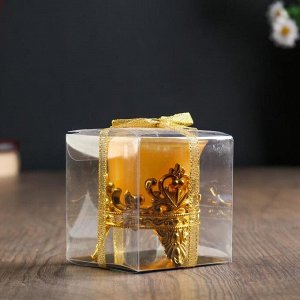 Подсвечник пластик, стекло "Цветок лотоса" золото 6,5х6х6 см