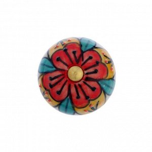 Ручка керамическая для мебели BLUMEN HAUS "Марокканский узор", ручная роспись, разноцветн.