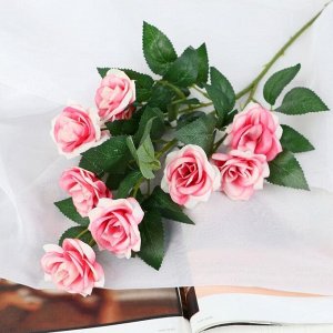 Цветы искусственные "Кустовая роза" 5*63 см, бело-розовый