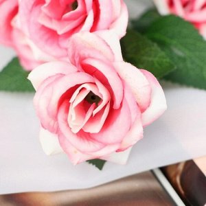 Цветы искусственные "Кустовая роза" 5*63 см, бело-розовый
