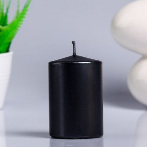 Свеча - цилиндр парафиновая, лакированная, черный металлик, 5,6?8 см