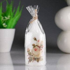 Свеча- цилиндр "Кремовая роза" белая, с декором, 4?10 см