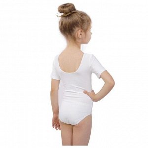 Купальник гимнастический, с коротким рукавом, размер 30, цвет белый