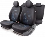 Авточехлы HOLOGRAM, материал однотонный жаккард с фигурной вышивкой, 2 мм поролон, новое лекало - 3D крой, 11 предметов,  валики для быстрой фиксации переднего ряда, 5 подголовников, 2 молнии, AIRBAG