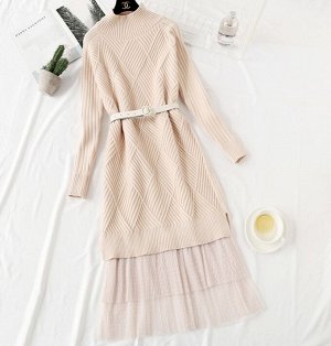 Удлиненный свитер+юбка,, абрикос