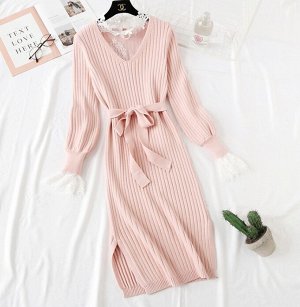 Блуза+трикотажное платье,розовый