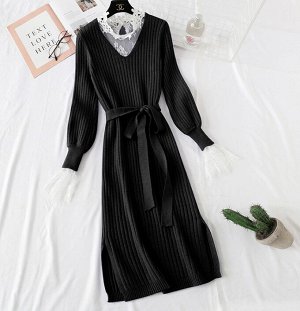 Блуза+трикотажное платье,черный