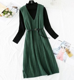 Лонгслив+платье,зеленый