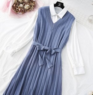 Рубашка+платье,синий