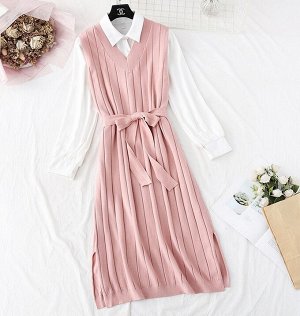 Рубашка+платье,розовый