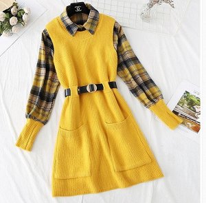 Рубашка+платье, желтый