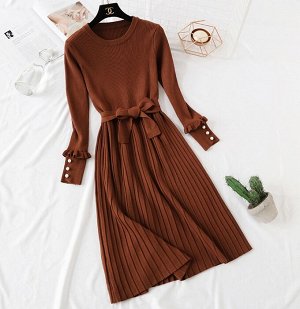 Трикотажное платье,коричневый