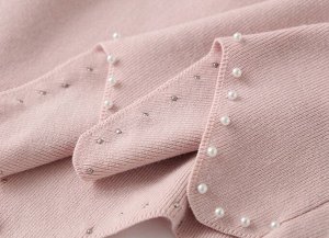 Трикотажный удлиненный свитер +юбка,розовый