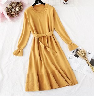 Трикотажное платье,желтый