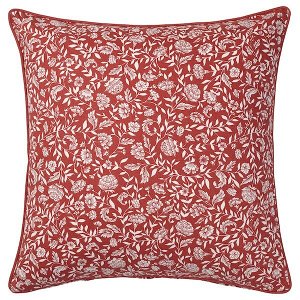 ЭВАЛУИЗА Чехол на подушку, красный/белый, с цветочным орнаментом50x50 см